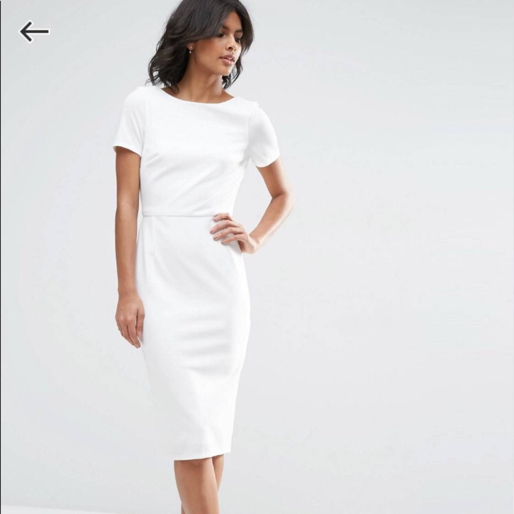 ASOS Ruffle Back Midi Dress - White